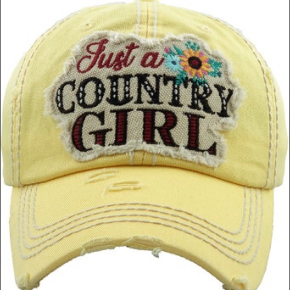 JUST A COUNTRY GIRL Washed Vintage Ballcap